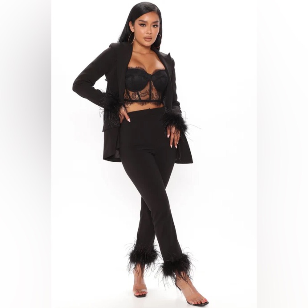 Fashion Nova feather trim two piece